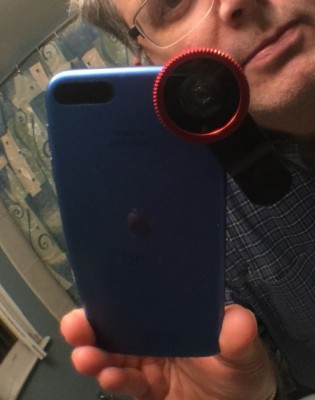 iPod touch with lens clipped in place